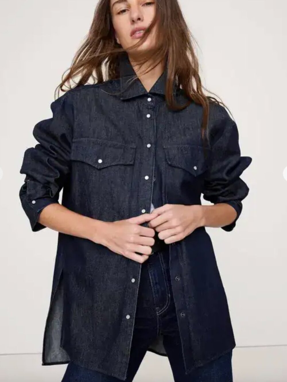Banana Republic Denim Shirt Jacket Dark Wash